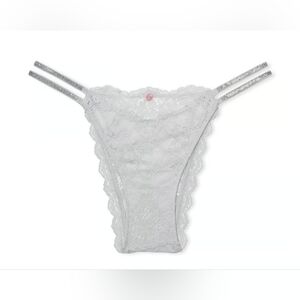 Victoria's Secret Dream Angels Silver Twinkle Strap Lace Brazilian Panty XL NWT